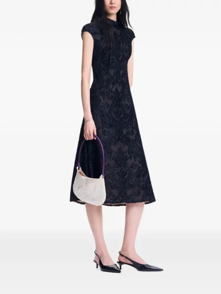 Rochie midi Shanghai Tang cu broderie negru