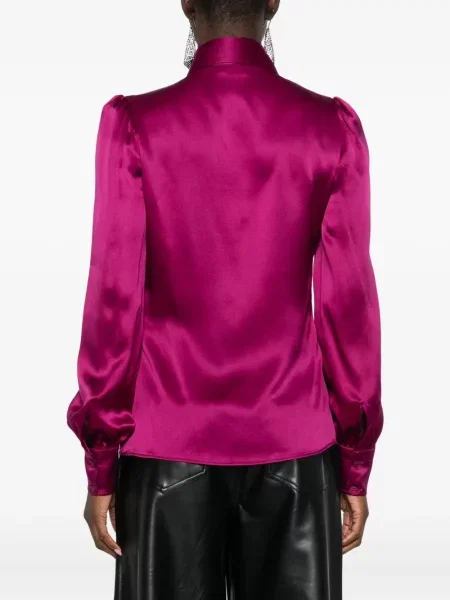 Μεταξωτό μακρύς πουκάμισο Balenciaga ροζ