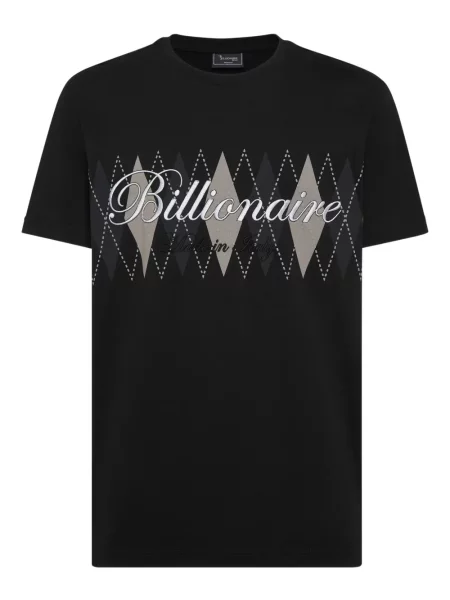 Tricou Billionaire cu model argyle negru