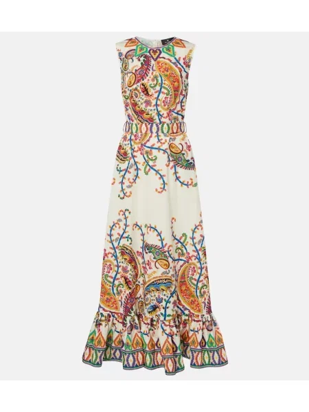 Rochie maxi Etro cu imagine de costum alb