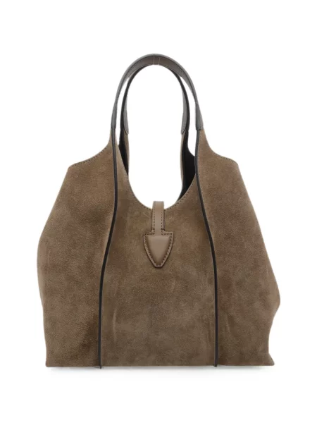 Geantă shopper Tod's din piele de căprioară maro