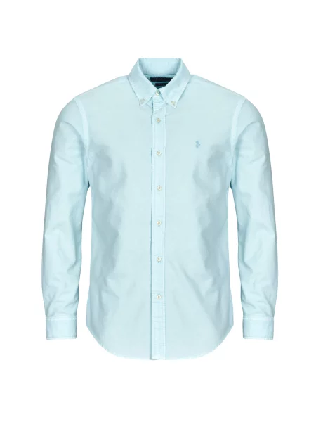 Srajca Polo Ralph Lauren z dolgimi rokavi keper modra