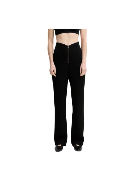 Nanushka spodnie LINETT proste high waist czarny