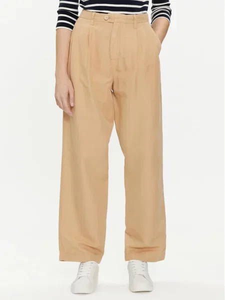 Hlače iz tkanine Tommy Hilfiger bež