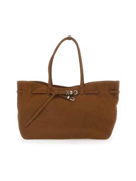 Duża torebka skórzana Marge Sherwood skórzana z przetarciami brązowa