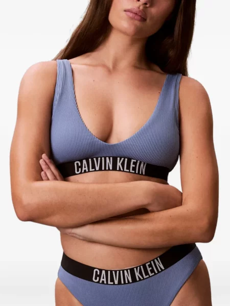Bikini Calvin Klein prążkowane niebieskie