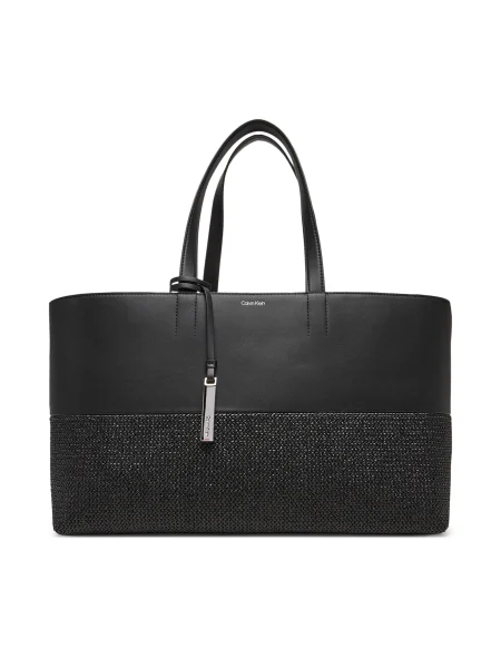 Táska Calvin Klein Ck Mixmedia Shopper_Raffia fekete