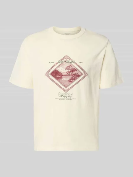 T-shirt z nadrukiem z logo model ‘NIAGARA’ Jack & Jones biała