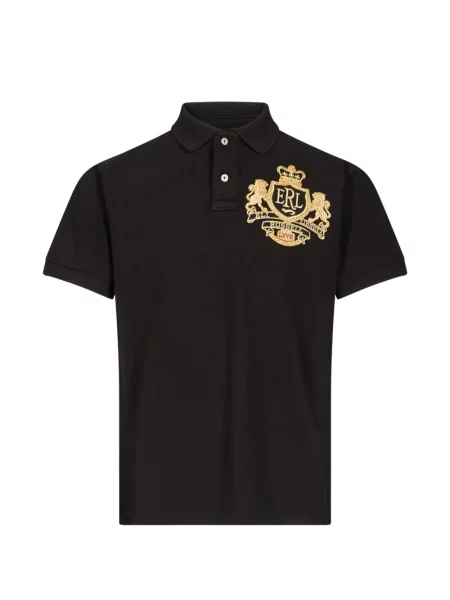 Tricou polo Erl cu broderie negru