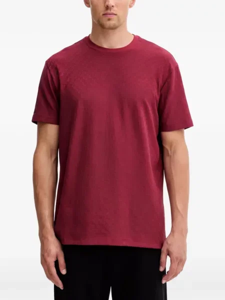 Tricou Armani Exchange cu decolteu rotund din jacard cu autograf roșu