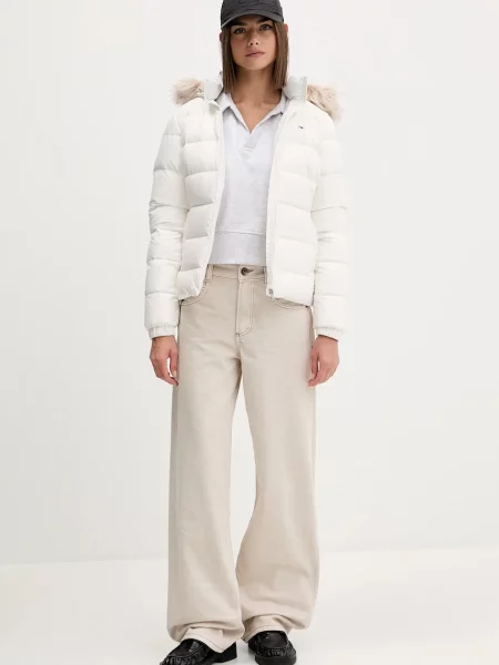 Tommy Jeans geacă cu puf pentru femei alb