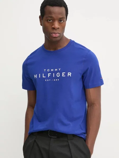 Тениска Tommy Hilfiger с принт синьо