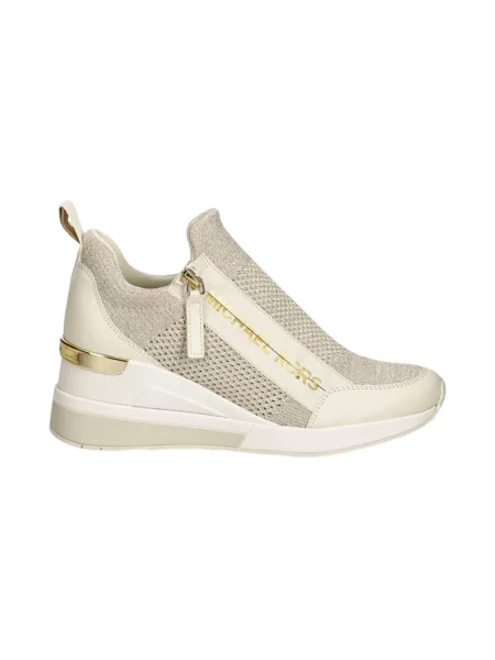 Sneakersy Michael Kors skórzane na koturnie beżowe