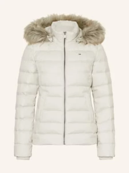 Tommy Jeans Péřová Bunda S Odnímatelnou Umělou Kožešinou režná