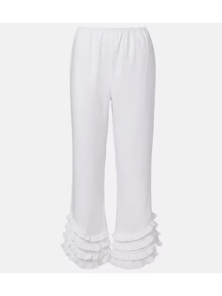 Pantaloni Posse de in cu volane alb
