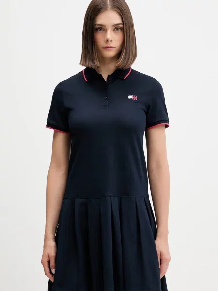 Tommy Jeans sukienka letnia z bawełną granatowa