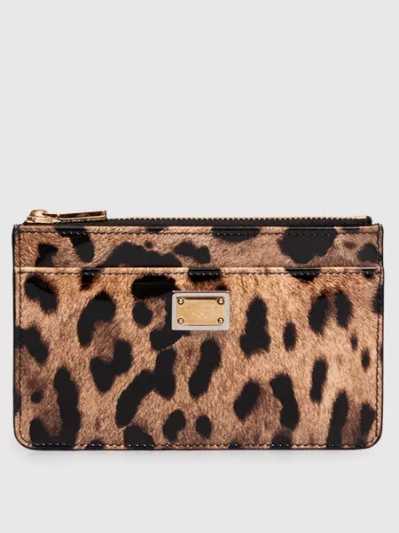 Кожаный кошелек Dolce&gabbana с принтом коричневый