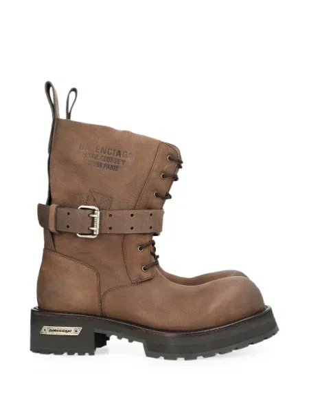 Botine Balenciaga cu șireturi din dantelă maro