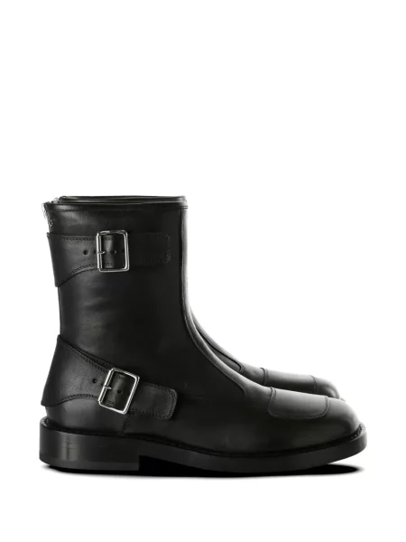 Botine Ann Demeulemeester din piele cu cataramă cu bretele negru