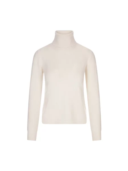 Lniany sweter z golfem Max Mara Studio biały