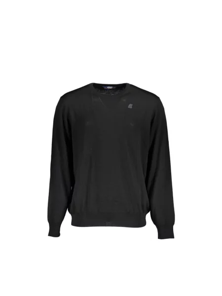 Sweter K-way wełniany z długim rękawem z logo czarny