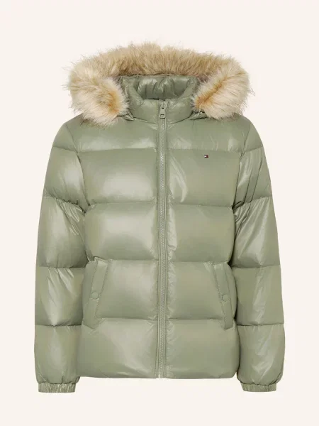Tommy Hilfiger Péřové Bundy S Umělou Kožešinou mátová béžová