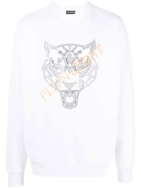 Hanorac Plein Sport cu dungi de tigru alb