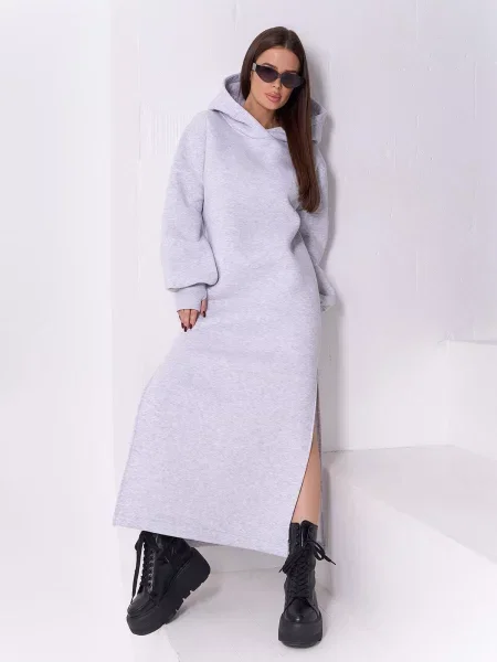 Сукня максі ISSA Plus світло-сірий сіра