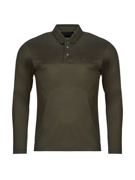 Polo majica Emporio Armani z dolgimi rokavi kaki