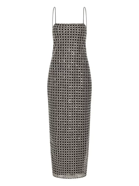 Maksi sukienka maxi Rotate Birger Christensen z koralikami garniturowa czarna