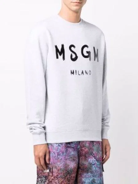 Mikina bez kapuce Msgm s potiskem s kulatým výstřihem šedá