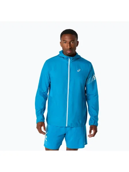 Geacă de alergare pentru bărbați ASICS Icon Aegean Blue/Cream albastru