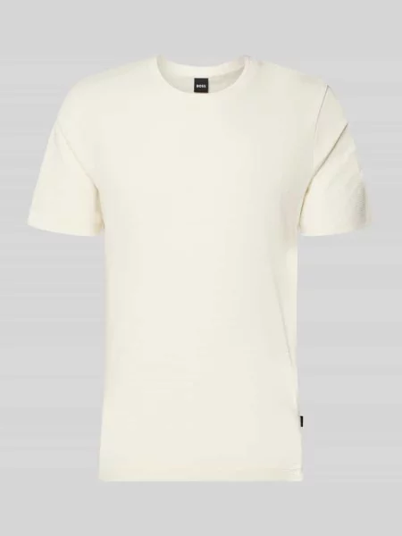 T-shirt o kroju regular fit z mieszanki bawełny Model TIBURT Boss biała