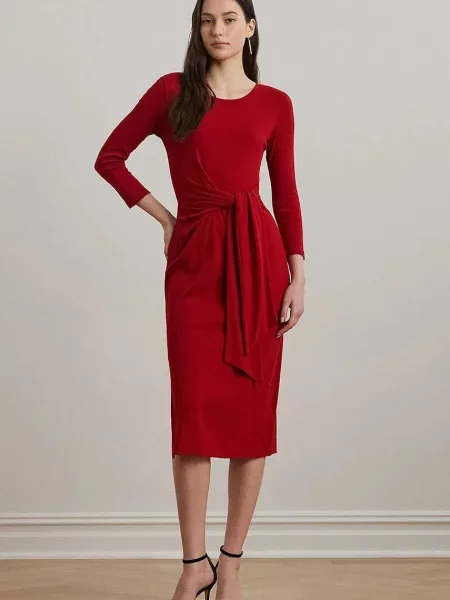 Obleka Lauren Ralph Lauren rdeča