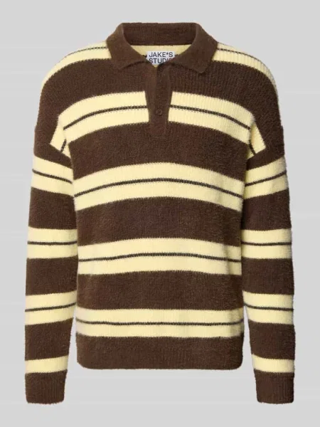 Sweter z dzianiny z kołnierzykiem polo i listwą guzikową Jake*s Studio Men