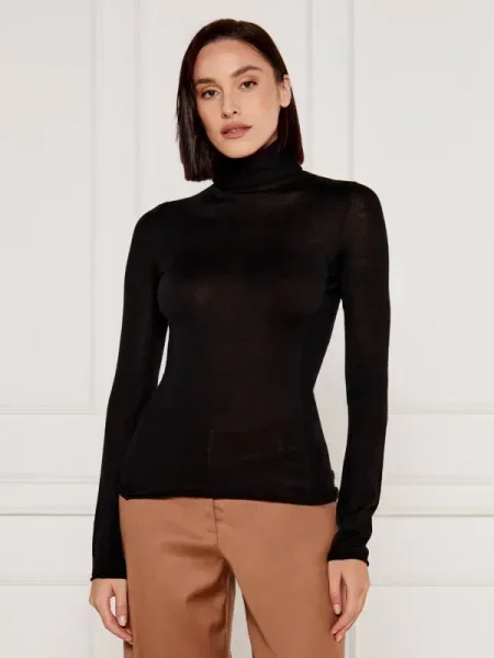 Pinko Gyapjú garbó SACRO DOLCEVITA selyem hozzáadásával fekete