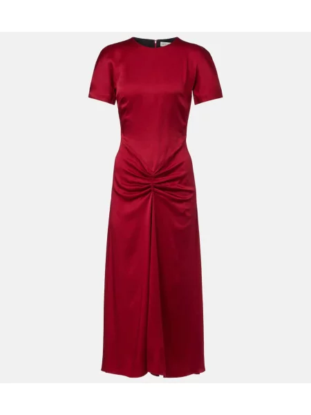 Rochie midi Victoria Beckham din satin până la genunchi de costum roșu