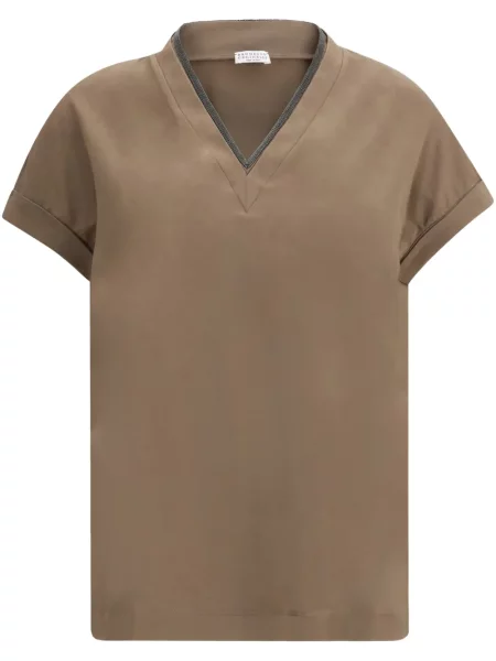 Top Brunello Cucinelli scurt maro