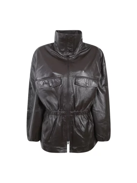 Kurtka skórzana The Frankie Shop fioletowa