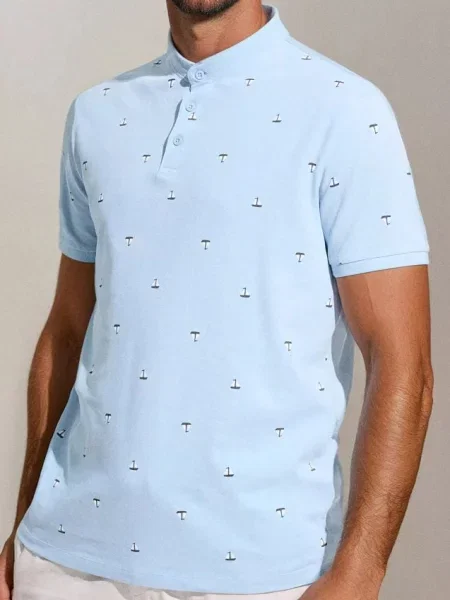 Sinsay Koszulka z nadrukiem allover niebieski