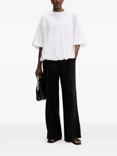Pantaloni Isabelle Blanche cu cordon negru