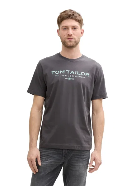 TOM TAILOR Tricou albastru deschis / închis gri