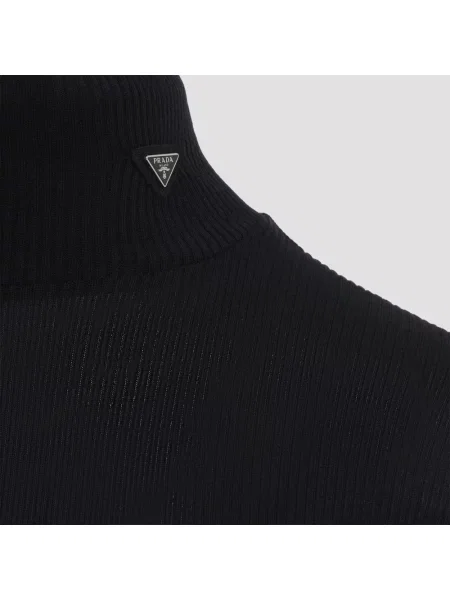 Sweter z golfem Prada wełniany czarny