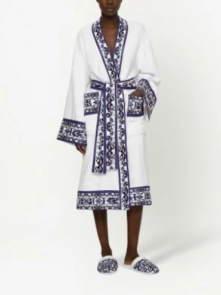 Szlafrok Dolce And Gabbana z nadrukiem biały
