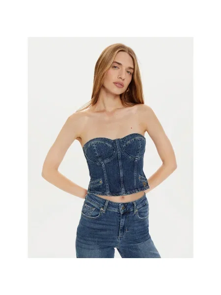 Guess Felső Slim Fit sötétkék