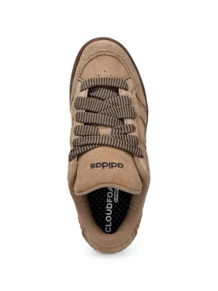 Top Adidas din piele de căprioară cu broderie cu glugă maro