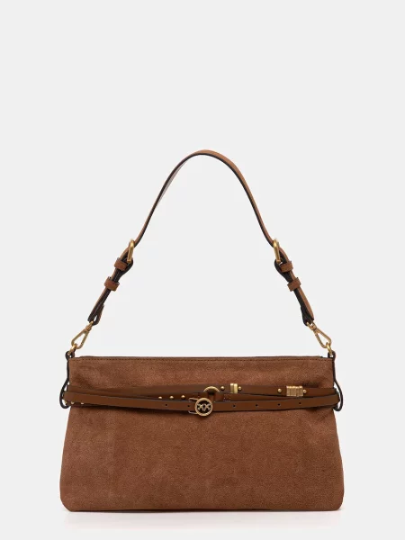 Torebka Pinko zamszowa brązowa