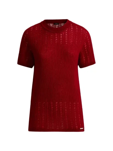 Top Kiton tricotate ajurat roșu
