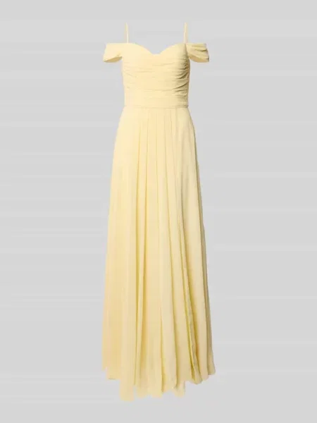 Długa sukienka w kroju z odkrytymi ramionami z rozporkiem Mascara