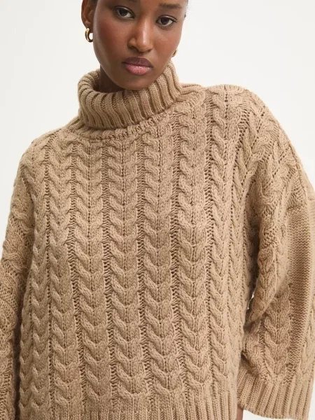 Pulover Answear.LAB tople s dolčevitom bež